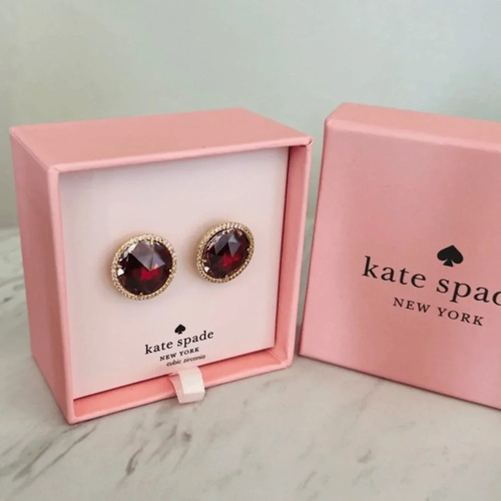 KATE SPADE NEW YORK she has spark halo studs earrings, Fuchsia/Purple,‎ NWT - Picture 7 of 12